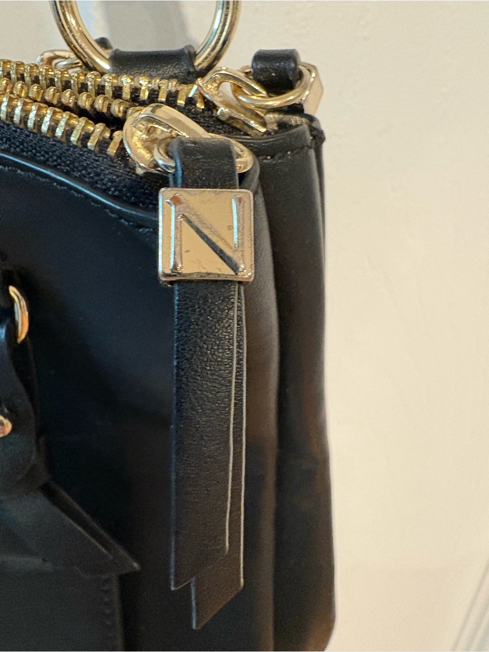 Naturalizer Westside Black Crossbody Bag Triple Zip Gold Hardware - Picture 5 of 12